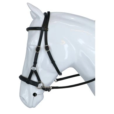 F.R.A. Bitloos Hoofdstel Pardoes Deluxe Side Pull Lederen Teugels Zwart/Grijs Full