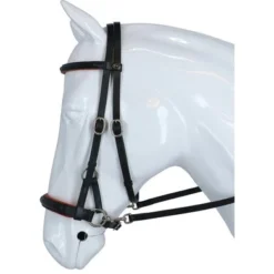 F.R.A. Bitloos Hoofdstel Pardoes Deluxe Side Pull Lederen Teugels Zwart/Oranje Cob