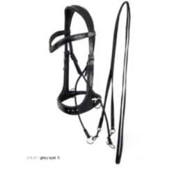 F.R.A Hoofdstel Glory Kaakgekruist Leder Met Kralen Zwart